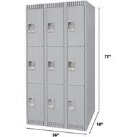 Casiers, 3 niveaux, Bloc de 3, 36" x 18" x 72", Acier, Gris, D&eacute;mont&eacute; D. Morneault & Fils
