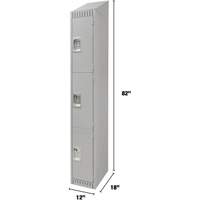 Lockers, 3 -tier, 12" x 18" x 82", Steel, Grey, Knocked Down D. Morneault & Fils