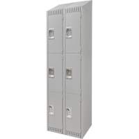 Lockers, 3 -tier, Bank of 2, 24" x 18" x 82", Steel, Grey, Knocked Down D. Morneault & Fils