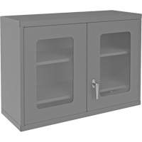 Armoire de rangement murale avec portes transparentes, 26-15/16" h x 35-7/8" la x 13-11/16" p, 2 tablettes, Acier, Gris D. Morneault & Fils