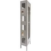 Vented Lockers, 2 -tier, 12" x 18" x 78", Steel, Grey, Knocked Down, Perforated D. Morneault & Fils