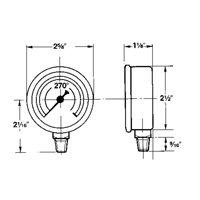 Pressure Gauges, 2-1/2" , 30" Hg-0" Vac., Bottom Mount, Liquid Filled Analogue D. Morneault & Fils
