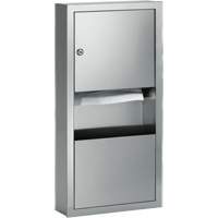 Combination Towel Dispenser with Waste Receptacle, Manual, 14" W x 4" D x 28" H D. Morneault & Fils