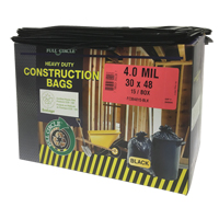 Contractor Liners, Strong, 30" W x 48" L, 4 mils, Black, 124.91 L (33 Gal.) Capacity D. Morneault & Fils