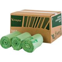 Sacs certifi&eacute;s compostables, R&eacute;gulier, 17" lo x 17" la, Vert, Capacit&eacute; de 10 L (3 gal.) D. Morneault & Fils