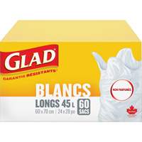 Tall 45L Unscented Garbage Bags, Regular, 24" W x 28" L, White D. Morneault & Fils