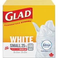 Petits sacs &agrave; ordures 25 L avec Febreze, R&eacute;gulier, 20" la x 20" lo, Blanc D. Morneault & Fils