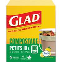 Petits sacs de compostage, R&eacute;gulier, 17" lo x 16" la, Brun, Capacit&eacute; de 10 L (3 gal.) D. Morneault & Fils