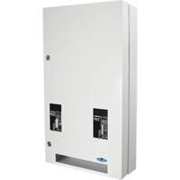 Distributeur double de serviettes et de tampons mont&eacute; en surface D. Morneault & Fils