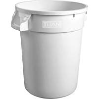 White Titan Heavy-Duty Garbage Container, Plastic, 20 US gal. D. Morneault & Fils