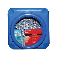 Chaînes galvanis&eacute;es par immersion &agrave; chaud, Acier au carbone, 1/4" x 100' (30,4 m) l, Calibre 30, Charge d'utilisation 1100 lb (0,55 tonne) D. Morneault & Fils