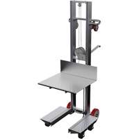 Empileur &agrave; plateforme, M&eacute;canisme Treuil manuel, Capacit&eacute; de 400 lb, Levage max de 60" D. Morneault & Fils