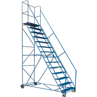 CSA-Certified Rolling Step Ladder with Locking Step, 14 Steps, 30" Step Width, 128" Platform Height, Steel D. Morneault & Fils