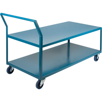 Heavy-Duty Low Profile Shop Carts, 2 Tiers, 30" W x 60" D x 40" H, 1200 lbs. Cap. D. Morneault & Fils