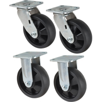Caster Set, Rigid/Swivel, 6" (152.4 mm), Nylon, 2400 lbs. (1089 kg.) D. Morneault & Fils
