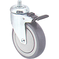 Zinc Plated Caster, Swivel with Brake, 4" (102 mm) Dia., 200 lbs. (91 kg.) Capacity D. Morneault & Fils