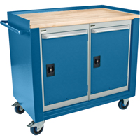 Industrial Duty Mobile Service Workbenches, Wood Surface D. Morneault & Fils