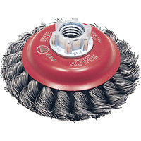 Brosse conique &agrave; fils torsad&eacute;s BK420T, Dia. 4", Fils 0,02", Arbre 5/8"-11, Acier D. Morneault & Fils