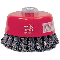 Brosse boisseau &agrave; fils nou&eacute;s torsad&eacute;s haute performance CK3501T, Dia. 3-1/2", Fils 0,02", Arbre 5/8"-11, Acier D. Morneault & Fils