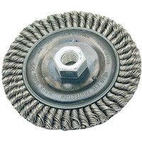Brosse pour cordon de soudure, Dia. 4", Fils 0,022", Arbre 5/8"-11, Acier D. Morneault & Fils