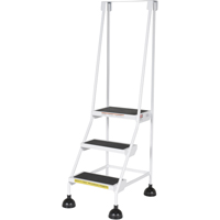 Stop-Step Ladders, 3 Steps, 16" Step Width, 28-11/16" Platform Height, Steel D. Morneault & Fils