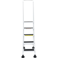 Light-Duty Stop-Step Ladders, 5 Steps, 16" Step Width, 47-11/16" Platform Height, Steel D. Morneault & Fils
