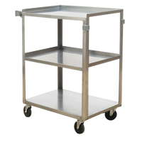 Shelf Carts, 3 Tiers, 15-1/2" W x 32-1/8" H x 24" D, 300 lbs. Capacity D. Morneault & Fils