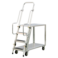 Aluminum Stock Picking Ladder Cart, Aluminum, 22" W x 51-1/2" D, 2 Shelves, 800 lbs. Capacity D. Morneault & Fils
