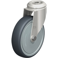 Roulette en &eacute;lastom&egrave;re thermoplastique acier inoxydable, Pivotant, Diam&egrave;tre 5" (127 mm), Capacit&eacute; 265 lb (120 kg) D. Morneault & Fils