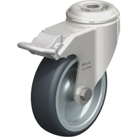 Stainless Steel Thermoplastic Elastomer Caster, Swivel with Brake, 4" (102 mm) Dia., 240 lbs. (108 kg.) Capacity D. Morneault & Fils