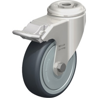 Stainless Steel Thermoplastic Elastomer Caster, Swivel with Brake, 4" (102 mm) Dia., 240 lbs. (108 kg.) Capacity D. Morneault & Fils