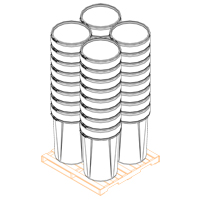 Nestable Polyethylene Drum, 55 US gal (45 imp. gal.), Open Top, Yellow D. Morneault & Fils