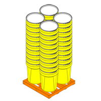 Nestable Polyethylene Drum, 30 US gal (25 imp. gal.), Open Top, Yellow D. Morneault & Fils