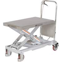 Manual Hydraulic Scissor Lift Table, 32-1/2" L x 19-1/2 W, Partial Stainless Steel, 1000 lbs. Capacity D. Morneault & Fils