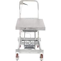 Manual Hydraulic Scissor Lift Table, 35-1/2" L x 20" W, Partial Stainless Steel, 800 lbs. Capacity D. Morneault & Fils