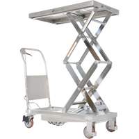 Manual Hydraulic Scissor Lift Table, 35-1/2" L x 20" W, Partial Stainless Steel, 800 lbs. Capacity D. Morneault & Fils