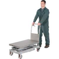 Manual Hydraulic Scissor Lift Table, 35-1/2" L x 20" W, Partial Stainless Steel, 800 lbs. Capacity D. Morneault & Fils