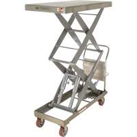 Manual Hydraulic Scissor Lift Table, 47-1/2" L x 24" W, Partial Stainless Steel, 1500 lbs. Capacity D. Morneault & Fils