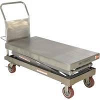 Manual Hydraulic Scissor Lift Table, 47-1/2" L x 24" W, Partial Stainless Steel, 1500 lbs. Capacity D. Morneault & Fils