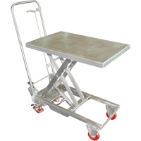 Manual Hydraulic Scissor Lift Table, 27-1/2" L x 17-3/4" W, Stainless Steel, 200 lbs. Capacity D. Morneault & Fils