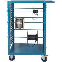 Mobile Wire Spool Cart, Steel, 6 Rod, 21" W x 48" H x 38" D, 1200 lbs. Capacity D. Morneault & Fils
