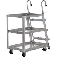 Stockpicker Truck, Aluminum, 21-7/8" W x 40" D, 3 Shelves, 660 lbs. Capacity D. Morneault & Fils