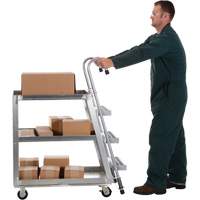 Stockpicker Truck, Aluminum, 21-7/8" W x 40" D, 3 Shelves, 660 lbs. Capacity D. Morneault & Fils