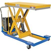 DC Powered & Manual Scissor Lift Table, Steel, 48" L x 24" W, 1000 lbs. Capacity D. Morneault & Fils