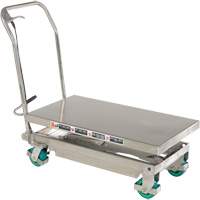 Manual Hydraulic Scissor Lift Table, 36-1/4" L x 19-3/8" W, Stainless Steel, 600 lbs. Capacity D. Morneault & Fils