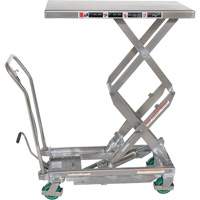 Manual Hydraulic Scissor Lift Table, 36-1/4" L x 19-3/8" W, Stainless Steel, 600 lbs. Capacity D. Morneault & Fils