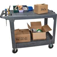 Flat-Shelf Utility Service Cart, 2 Tiers, 25-1/4" x 32-1/4" x 44", 550 lbs. Capacity D. Morneault & Fils