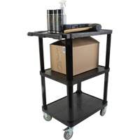 Utility Cart with Flat Shelf, 3 Tiers, 18-1/8" x 37-3/8" x 27-3/4", 330 lbs. Capacity D. Morneault & Fils