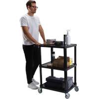 Utility Cart with Flat Shelf, 3 Tiers, 18-1/8" x 37-3/8" x 27-3/4", 330 lbs. Capacity D. Morneault & Fils