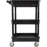 Utility Cart with Deep Lip Shelf, 3 Tiers, 19" x 39-1/2" x 28-1/4", 330 lbs. Capacity D. Morneault & Fils
